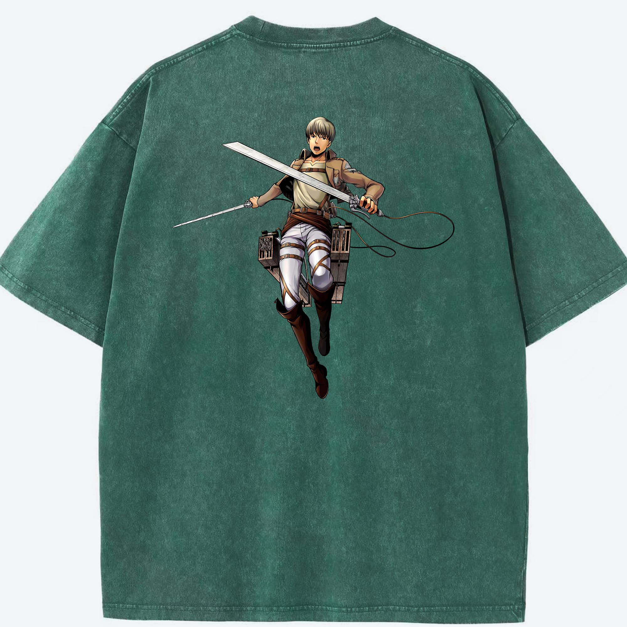 （画像用） 進撃の巨人 Attack on Titan 綿100% ヴィンテージ風 半袖Tシャツ（背面プリント）